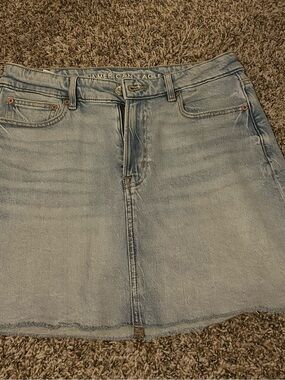 American Eagle Outfitters Washed Light Blue Denim Mini Skirt